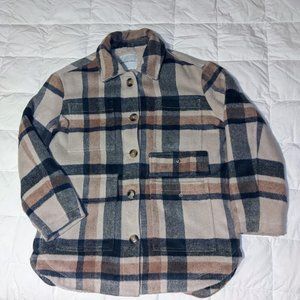 American Eagle Oversized Plaid Button-Up Jacket